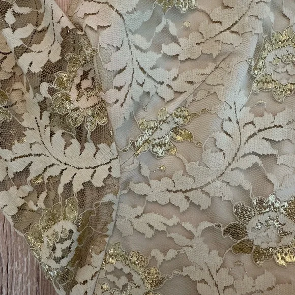 Gibbs-Louis 60s Vintage Gold Floral Lace Two-Piece Holiday Set - Picture 8 of 14